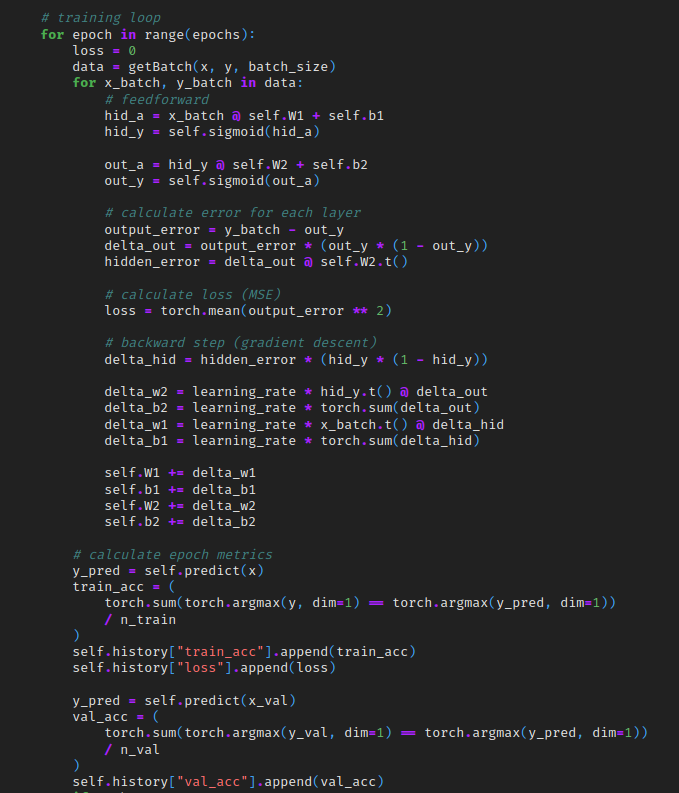 Neural network implementation